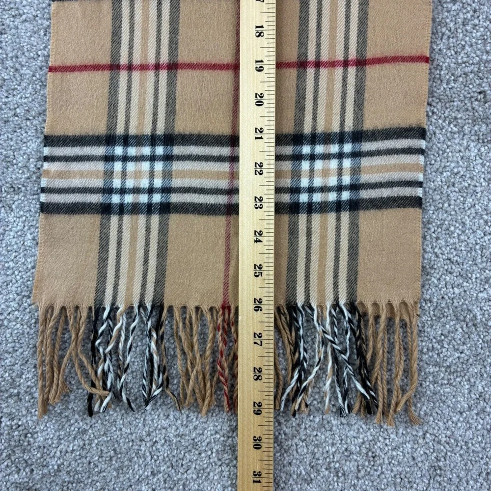 V Fraas Casanova Scarf Tan Plaid Fringe Made Germany Preppy Old Money Classic OS